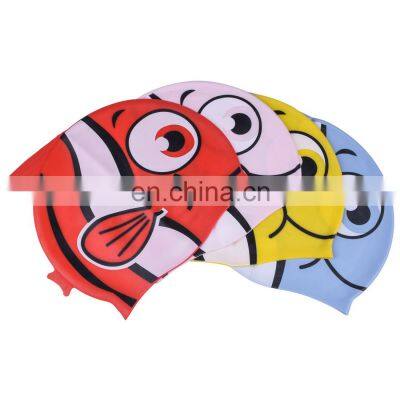 Swimming Cap Children Ear Protect Boys Girls Silicone Waterproof kids Piscina Swim Pool Caps Elastic Fish Cartoon Diving Hat