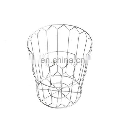 Office supply metal round trash can black white metal wire mesh trash bin for trash metal storage basket