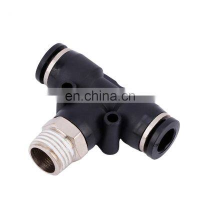 PB6-M5 Black Mechanical T Shape Tee Tube 3-Way Hose Copper Connector Quick Push Fitting Air Pneumatic Fittings