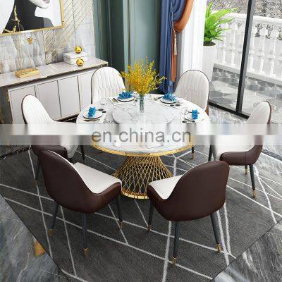 Modern Style Round Marble Dinning Table Set Dining Room Furniture photo-4
