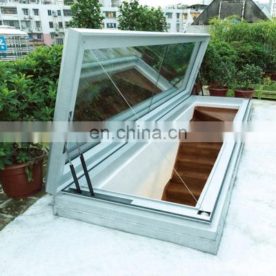 Aluminum electric skylight top hung opening angle 90 degrees roof skylight