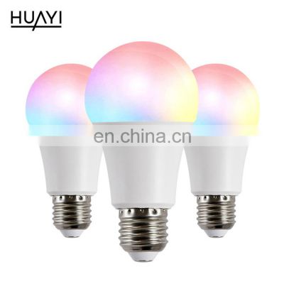 HUAYI Wholesale Price Colorful Dimmable Remote Control E27 7W RGB Led Smart Bulb Light