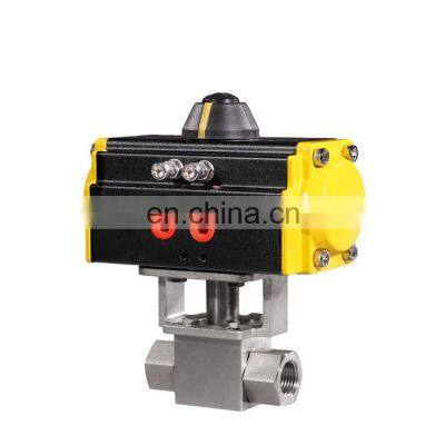 2 Ways Stainless Steel 304 Pneumatic Ball Valve High Pressure 200Bar T Port pneumatic valve