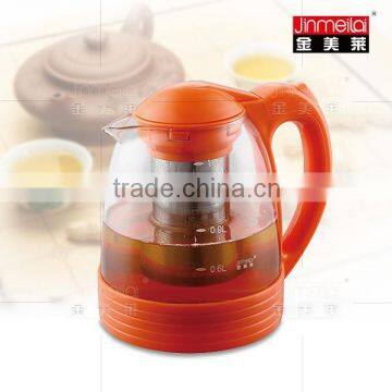 plastic glass teapot ,colorful glass tea maker ,glass kettle with stainless steel