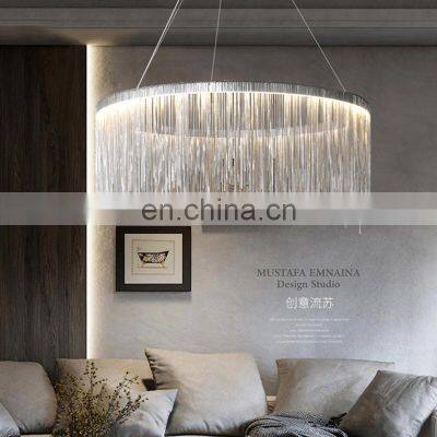 LED Tassel Chandelier Remote Modern Three-color Adjustable Nordic Restaurant Chandelier Luxury Hotel Living Lighting photo-2