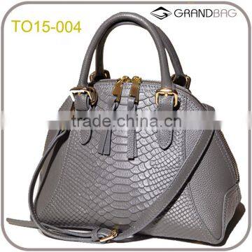 Hot selling wholesale custom ladies embossed python leather handbag tote bag for women