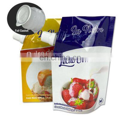 Private Label Yogurt Packaging Bag 7oz Foil Gasket Corner Aluminum Foil Retort Stand Up Spout Pouch Plastic Liquid Package