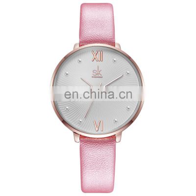 SHENGKE Elegant Lady Watch Roman Number And Pearl Index Simple Dial Soft Leather Band Japanese Quartz Movement K8034L