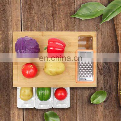 Large Bamboo Cutting Board With 4 Trays for Easy Food Prep and Cleanup photo-4