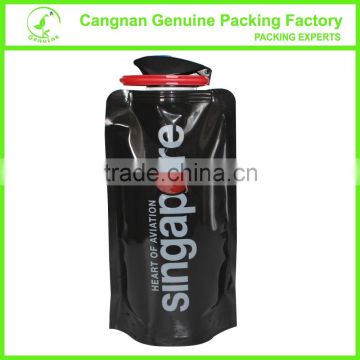 customized logo rubber drinking water bottle with expandable foldable