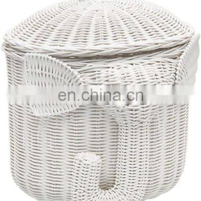 High Quality White Rattan Elephant Storage Basket, Creative Natural Woven Ki's Toy basket Wholesale Supplier