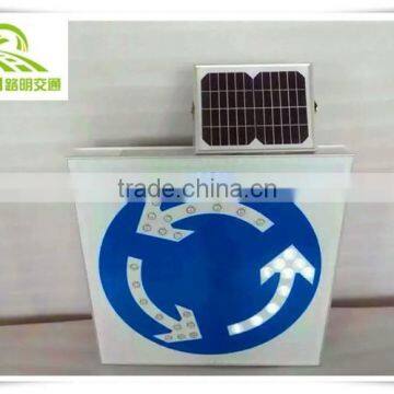 Factory outlet solar island circle warning sign LED solar traffic safety sign board