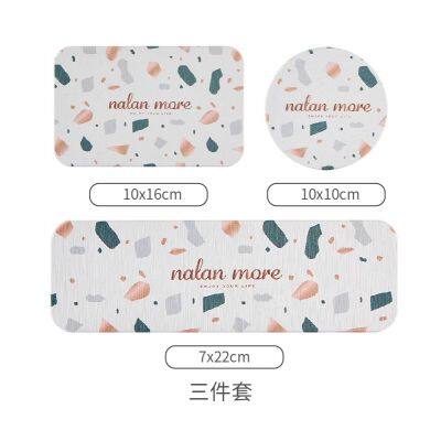 Sheenyoo Terrazzo pattern OEM ODM diatomite stone bath mat set