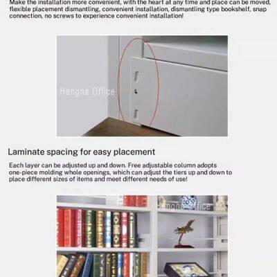 Anti-Tip Double Sided Library Bookstack SS-LB456| Eco-friendly Powder Coating &Reinforced Steel Base for Public Library & Municipal Archives|OEM/ODM photo-5