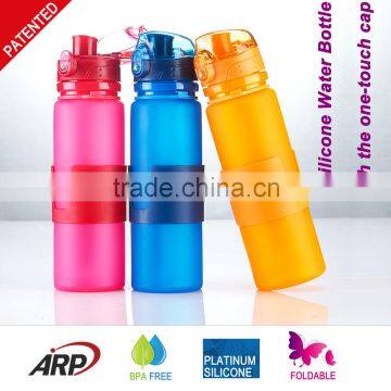 New Products 500ml/16oz Platinum Silicone Drinking Bottle With PP Grab BPA Free Collapsible Water Bottle                        
                                                Quality Choice
                                                    Most Popula