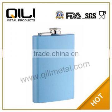 QiLi 8oz stainless steel hip flask assorted colors