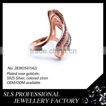 Beautiful Lady's Ring Rose Gold Plating With Colorful Zircon Indian Bridal Costume Jewellery -SLS photo-3