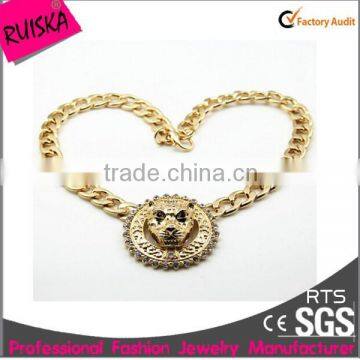 Most Popular Gold Plating Pure Alloy Crystal Studded Dog Necklace