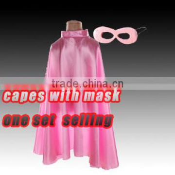 2016 fashion light pink kis cloak with mask,party girls colorful capes one layer,costume capes masks