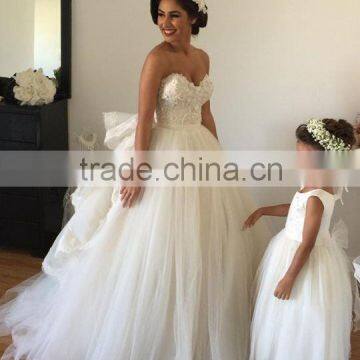 Princess Lace Attachable Sleeves Sweetheart Wedding Gown Puffy Gown for Bride Low Back