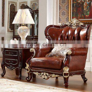 Luxury Classical French Italian European Antique Style Carved Rubber Solid Wood Frame Artistic Red Brown Leather Sofa Set Quality Choice photo-2