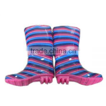 ladies colorful stripes PVC rain shoes knee high overshoes waterproof boots