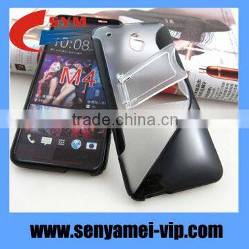 Wholesales high quality TPU for HTC one mini M4 back cover S Line with stand support drop shipping