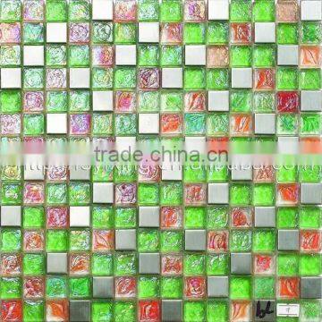 2016 new design tiles , stainless steel mix glass mosaic tile