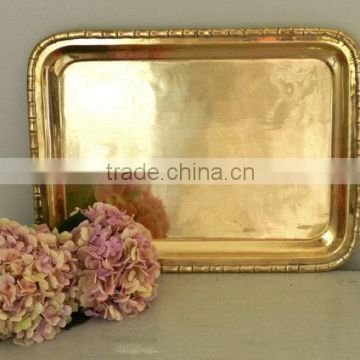 BRASS TRAY, BRASS SERVING TRAY, SHINY POLISHED TRAY