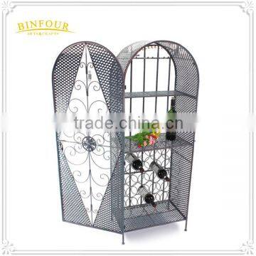 Antique Black Iron 2 Tier Storge Rack Metal Wine Rack photo-2