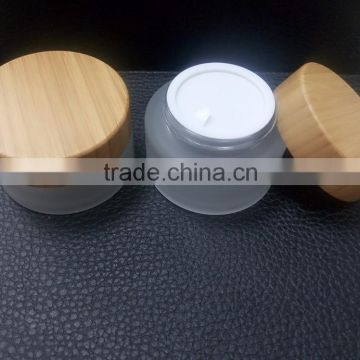 Unique cosmetic packaging glass jar with bamboo lids                        
                                                Quality Choice