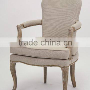 Button design solid oak shape back fabric chair/french style armchair (CH-270-OAK)