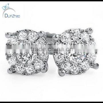 925 Sterling silver flower micro pave cz earrings