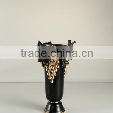 black real gold grape 16"Antique vase flower art ceramic vase for ceramic decoration