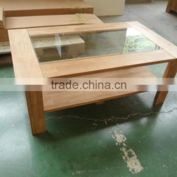 Factory Price Wooden Tea Table Design Glass Top Coffee Tea Desk Living Room Furniture