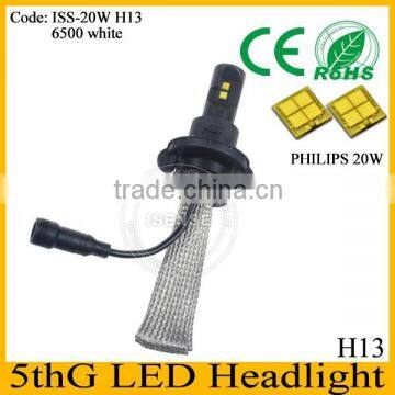 Newest fanless 2015 led headlight 20w led lamp, h13 socket led lighting, h13 headlight socket