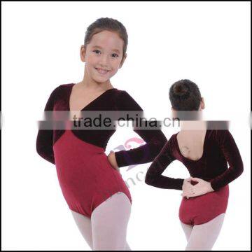 C2018 red long sleeve child leotard wholesale ballet gymnastic leotards for girls