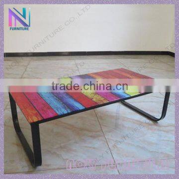 Top Art Furniture Cheap Rainbow Glass Coffee Table Metal Coffee Table Modern photo-2
