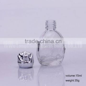 Oblate Clear Empty Glass Bottle 0.5oz for Perfume/Essentional Oil Packaging photo-3