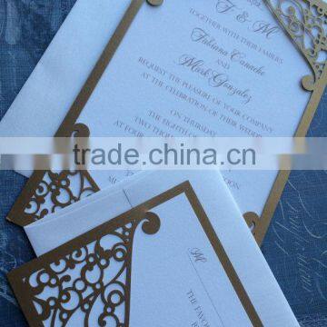 Laser Cut Wedding Invitation Pocket, Elegant Swirl Frame, Custom Personalized. Die Cut Pattern photo-2