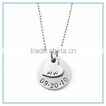 Date & Initials Keepsake Stainless SteeL Necklace