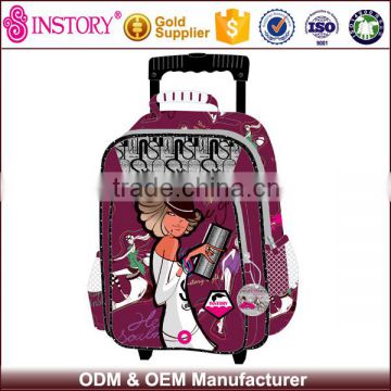 Satin Lady Wheeled Backpack For The School