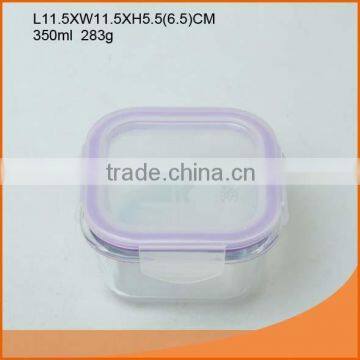 Wholesale round shape 350ml glass food container with FDA report