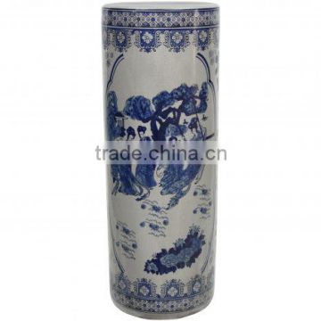 24" Ladies Blue & White Porcelain Umbrella Stand