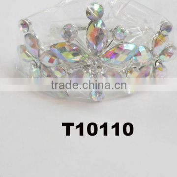 Yiwu factory supplier cheap AB crystal flower girl tiaras