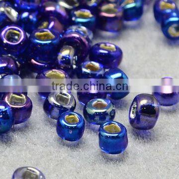 11/0 Glass Seed Beads, Transparent Lustered, MidnightBlue Micro Beads(SEED-Q012-F644)