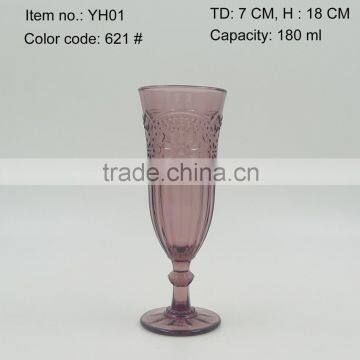 Press Wine Goblet,Hiball,DOF, Sundae Cup Color Glass in Purple With Sakura Design Embossed photo-3