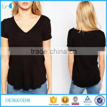 Latest Fashion Design Ladies Apparel v Neck Women t Shirt With Wholesale Price