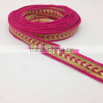Webbing Polyester Metallic Gold Braid Royal Purple Trimming Lace for Garment Accessories photo-2