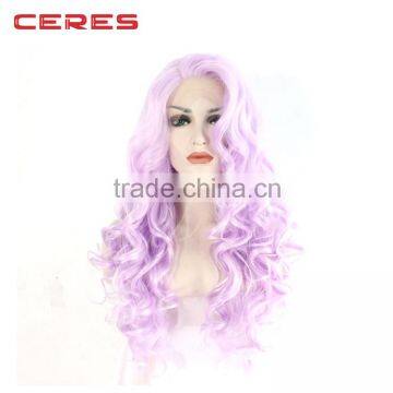 Synthetic Lace Front Wig Long Wavy Purple High Temperature Synthetic Fiber Wig